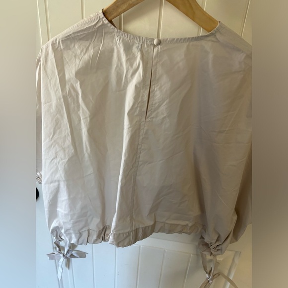 NWT Lulus Coolest Cutie Beige Short Sleeve Drawstring Crop Top - Picture 6 of 10